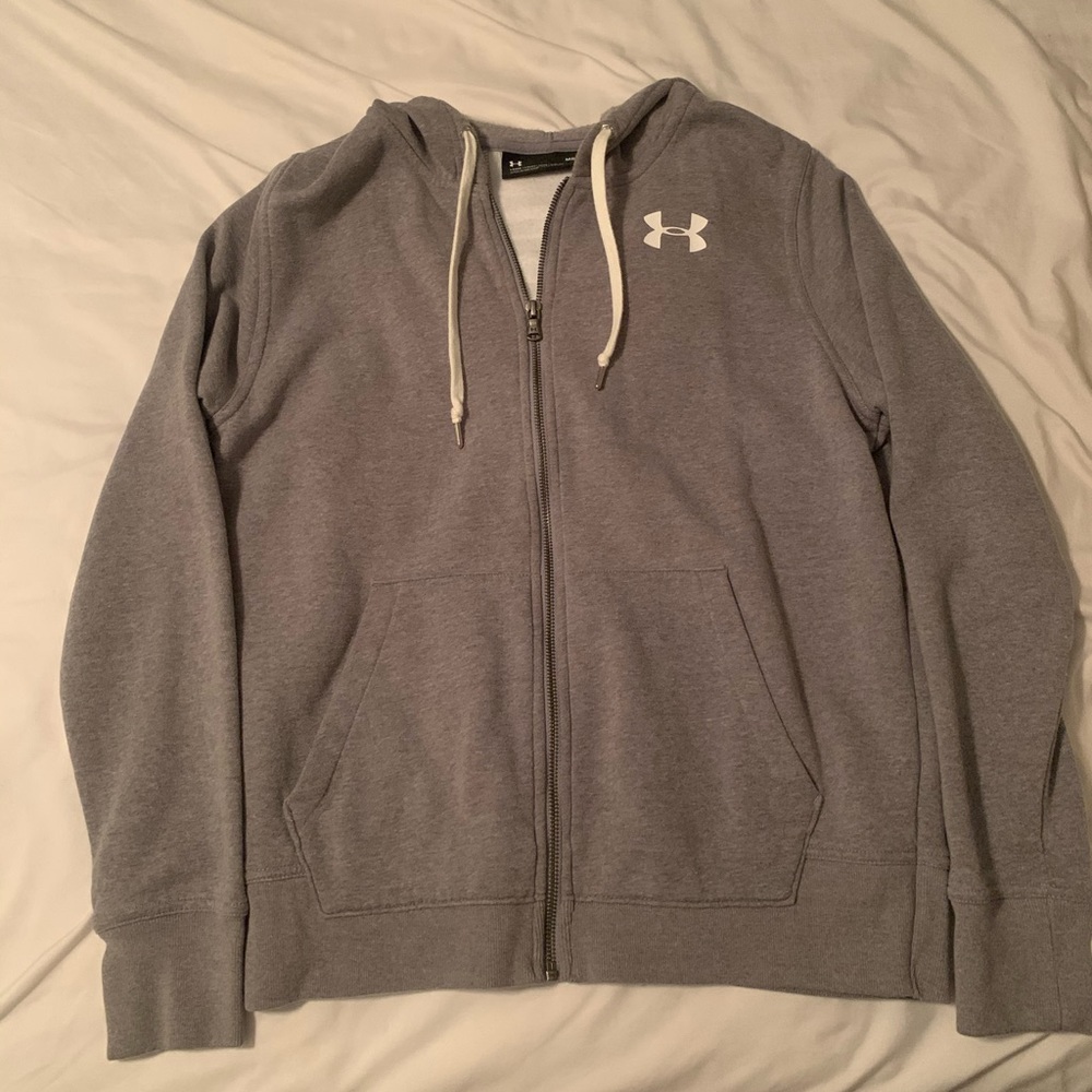 lightweight gray under armour zip up hoodie